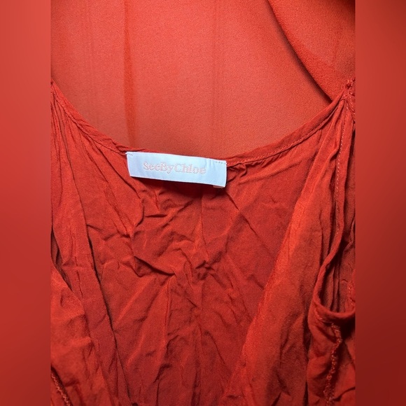 See By Chloe Ruched Long Sleeve Blouse in Earthy Red - Picture 11 of 16